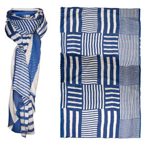 RAYON FOULARD ANNE-MARIE BLAUW WIT GESTREEPT BATELA