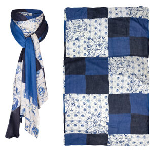 RAYON FOULARD EMMIE BLAUW WIT GEVLAKT BATELA