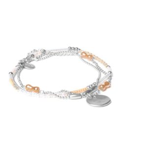 3-DELIG ZILVER BEIGE MIYUKI ARMBAND