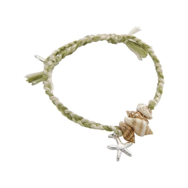 GROENE STOFFEN SCHELPEN ARMBAND