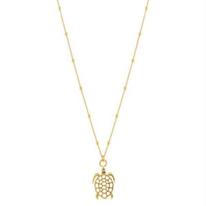 GOUDEN SCHILDPAD LANGE KETTING BALLETJES