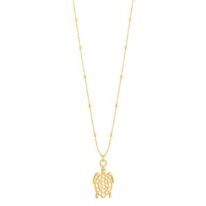 MAT GOUDEN SCHILDPAD LANGE KETTING BALLETJES