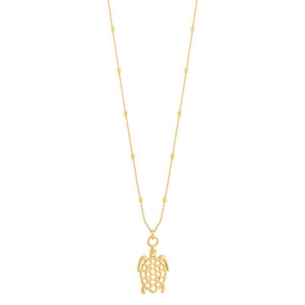 MAT GOUDEN SCHILDPAD LANGE KETTING BALLETJES