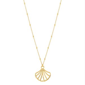 GOUDEN SCHELP LANGE KETTING BALLETJES