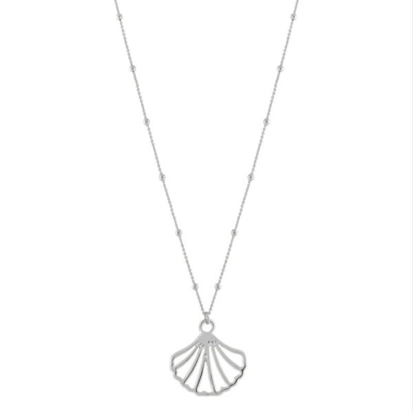 ZILVEREN SCHELP LANGE KETTING BALLETJES