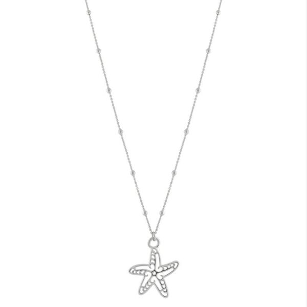 ZILVEREN ZEESTER LANGE KETTING BALLETJES