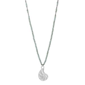 GROENE KETTING MAT ZILVEREN HOORNSCHELP