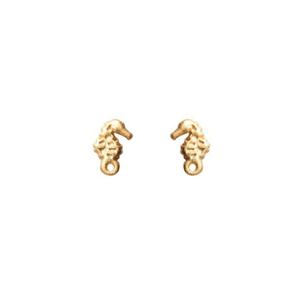 MAT GOUDEN ZEEPAARD KNOP OORBEL
