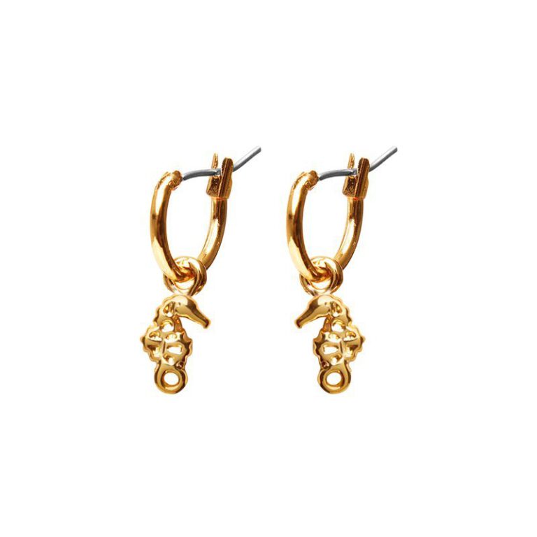 Gold seahorse pendant earring - Biba