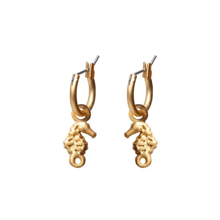 Matt gold seahorse pendant earring - Biba