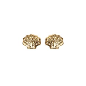 GOUDEN SCHELP KNOP OORBEL