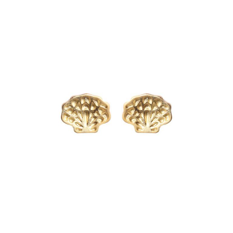 Shell button earring in matt gold - Biba