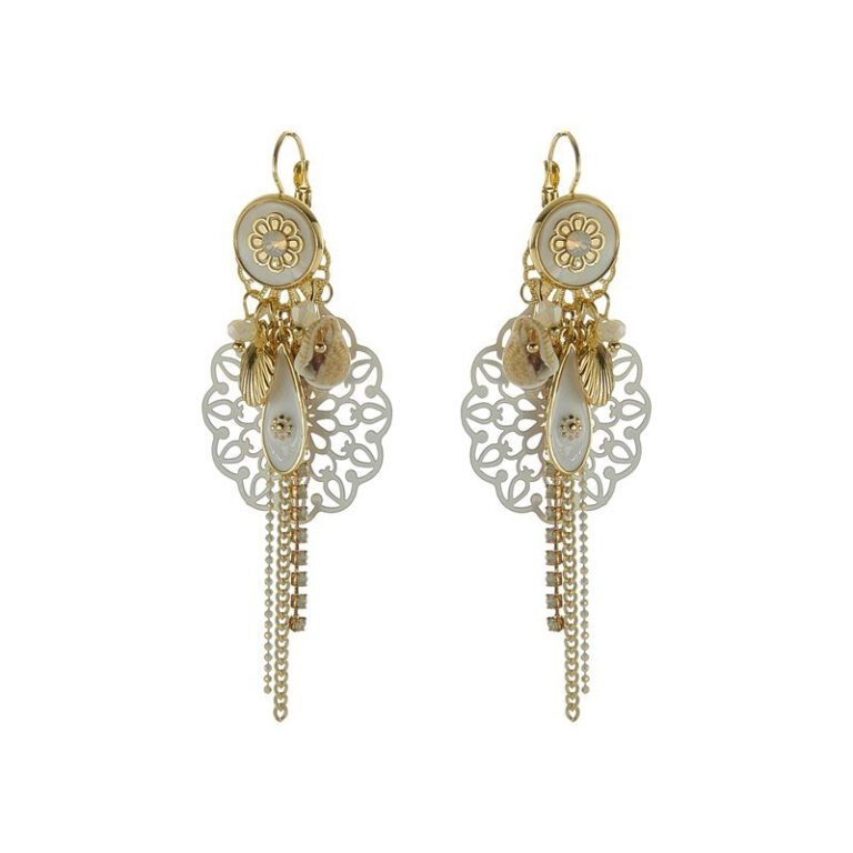 Saint-Tropez gold and white summer earring - Biba
