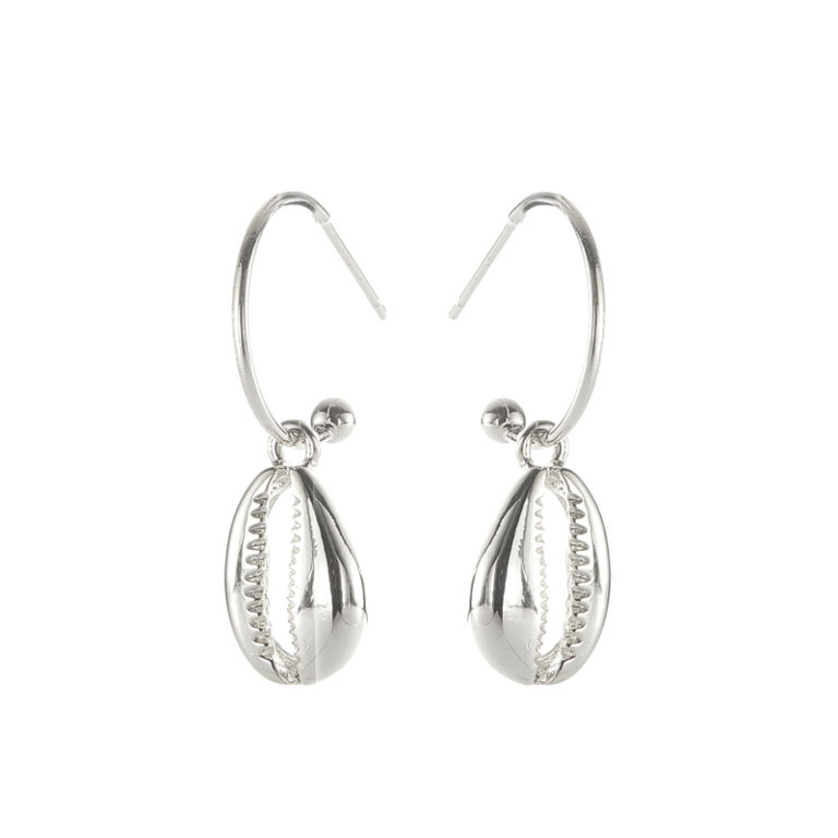 Silver cowrie shell earrings - Biba