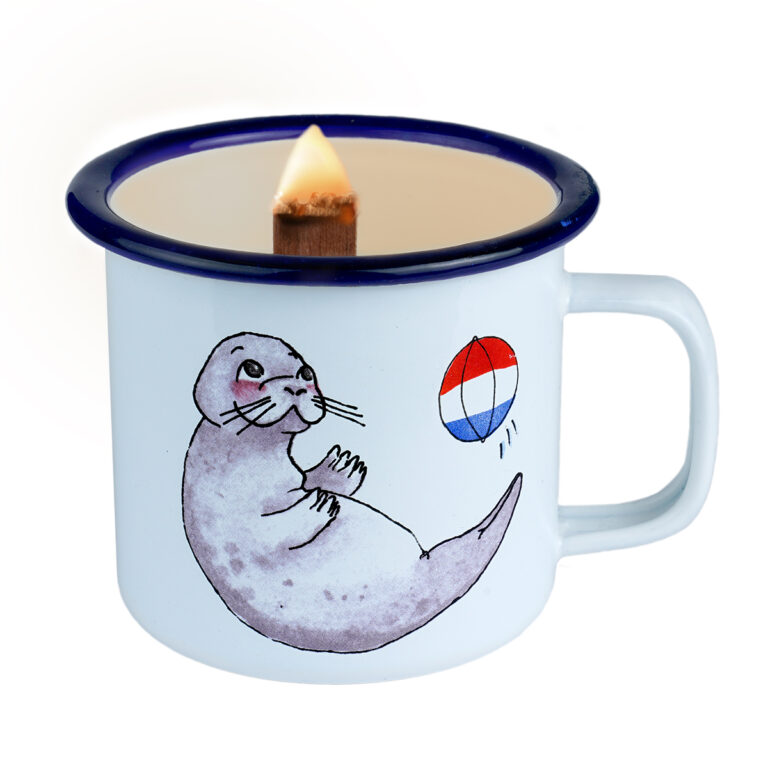 Siegel Kerze in Emaille-Tasse