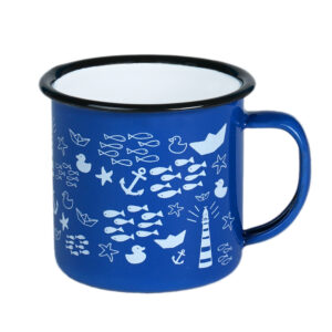 Blaue Emaille Mini Becher (6X6CM) Meer & Strand - Joyin