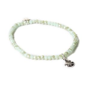 GROENE CRYSTAL ARMBAND ZILVEREN HOORNSCHELP