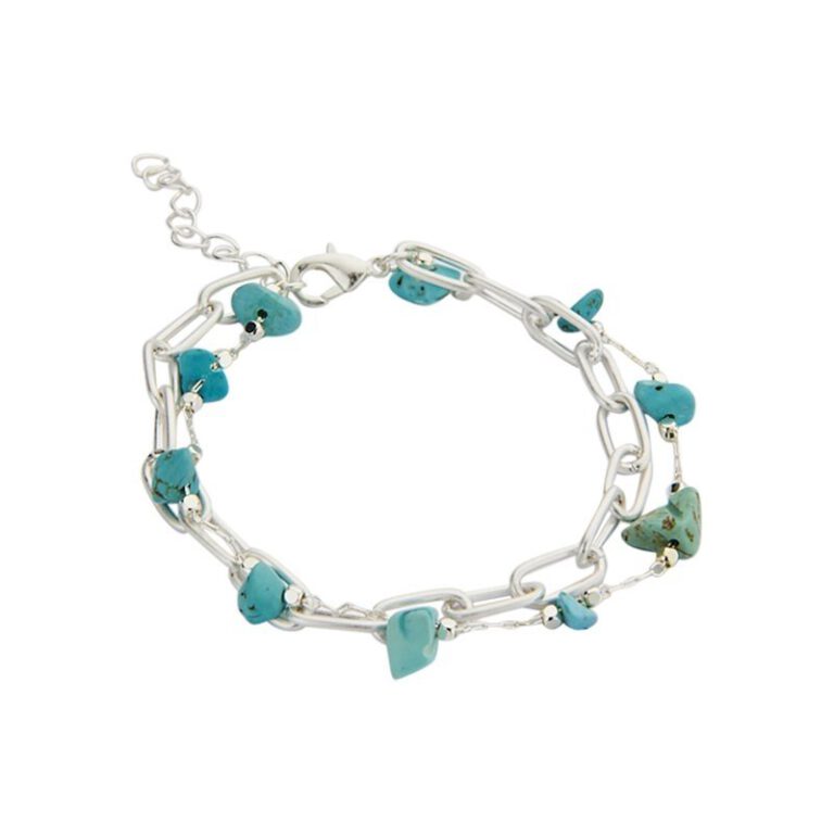 Silver link bracelet with blue stone - Biba