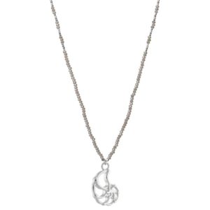 BEIGE LANGE KETTING ZILVEREN HOORNSCHELP