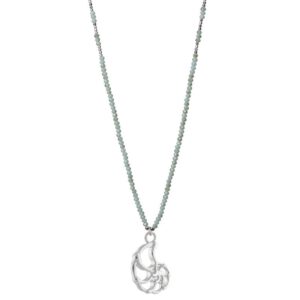 GROENE LANGE KETTING ZILVEREN HOORNSCHELP
