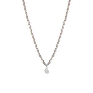 BEIGE KETTING MAT ZILVEREN SCHELP