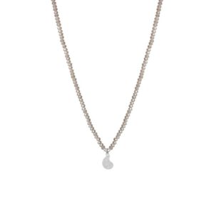 BEIGE KETTING MAT ZILVEREN SCHELP