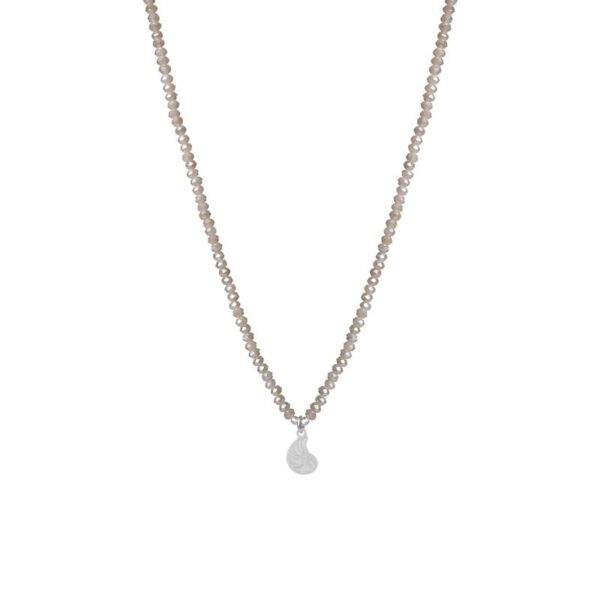 BEIGE KETTING MAT ZILVEREN SCHELP