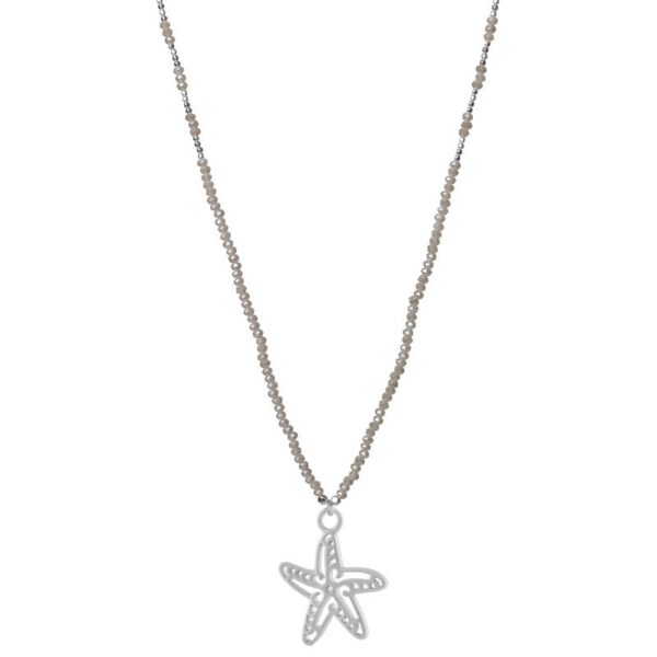 BEIGE KETTING MAT ZILVEREN ZEESTER