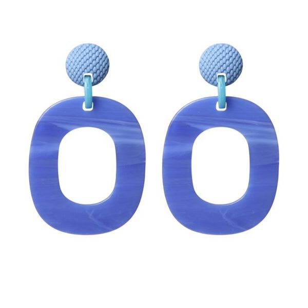 BLAUWE RESIN OORBEL OVAAL