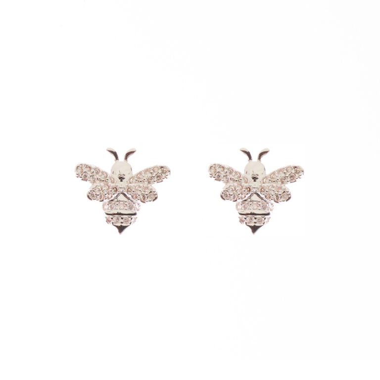 Silver bee button crystal - Biba