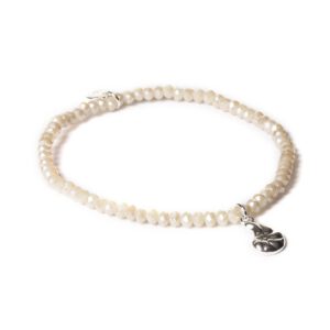 Beige zilver schelp armband