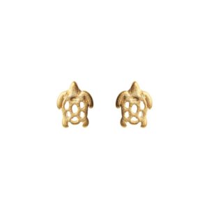 Schildpad mat gouden knop oorbel