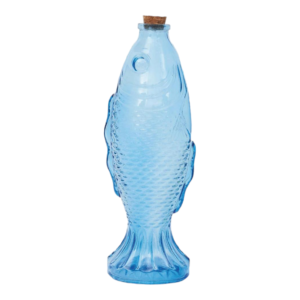 blauwe vis fles met kurk