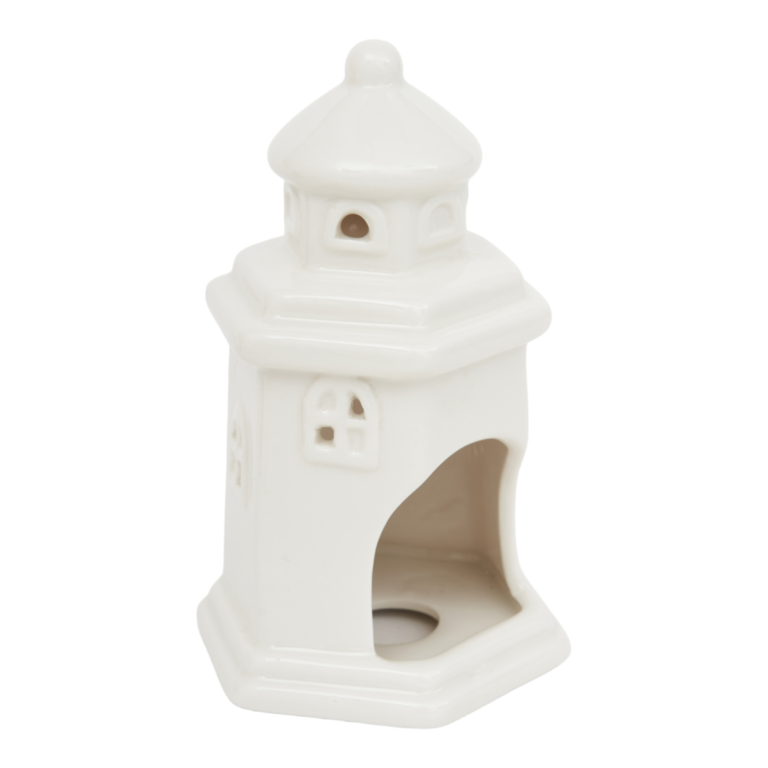 Tealight holder white lighthouse ceramic - Batela