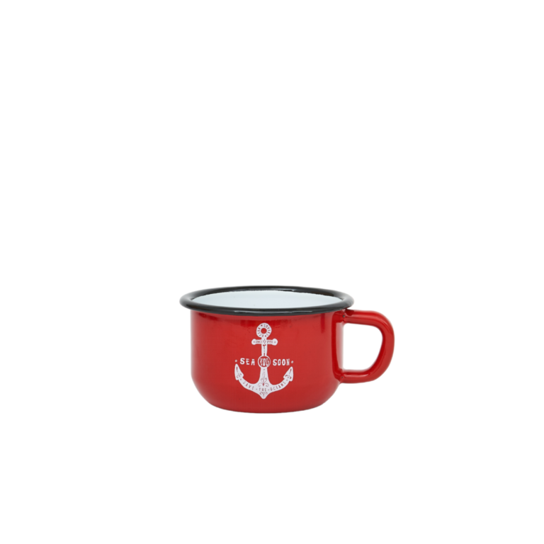 Emaille-Tasse Anker rot 9,5x6 - BATELA