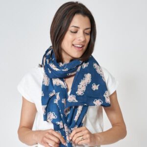 Blauw-roze katoenen foulard Alg