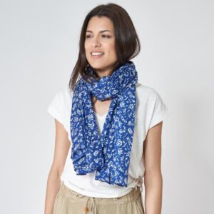 Kobalt Blauw-wit katoenen foulard Matisse