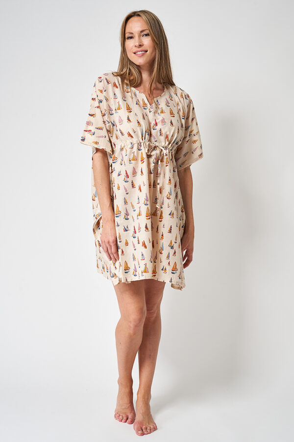 Crème Strand Tuniek zeilbootjes