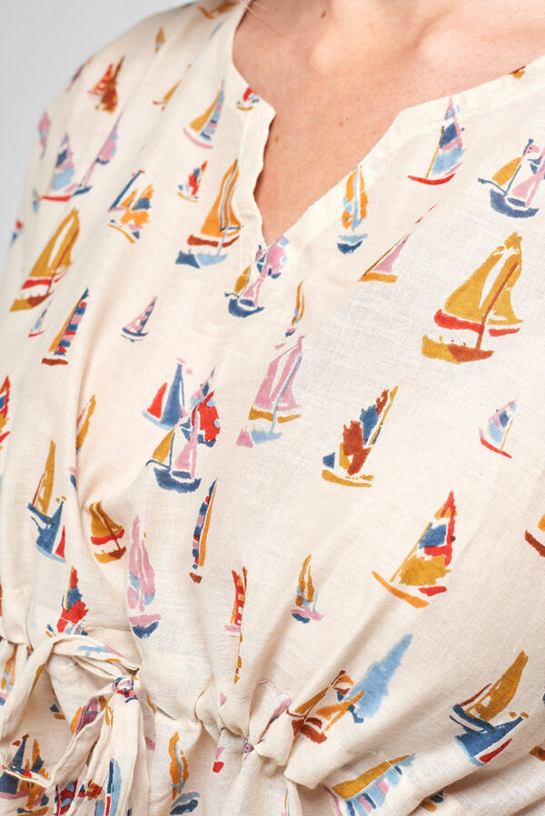 Crème Strand Tuniek zeilbootjes